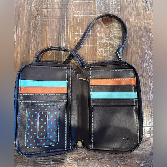 Chala Leather Paw Print Crossbody Wallet Purse - Picture 4 of 6